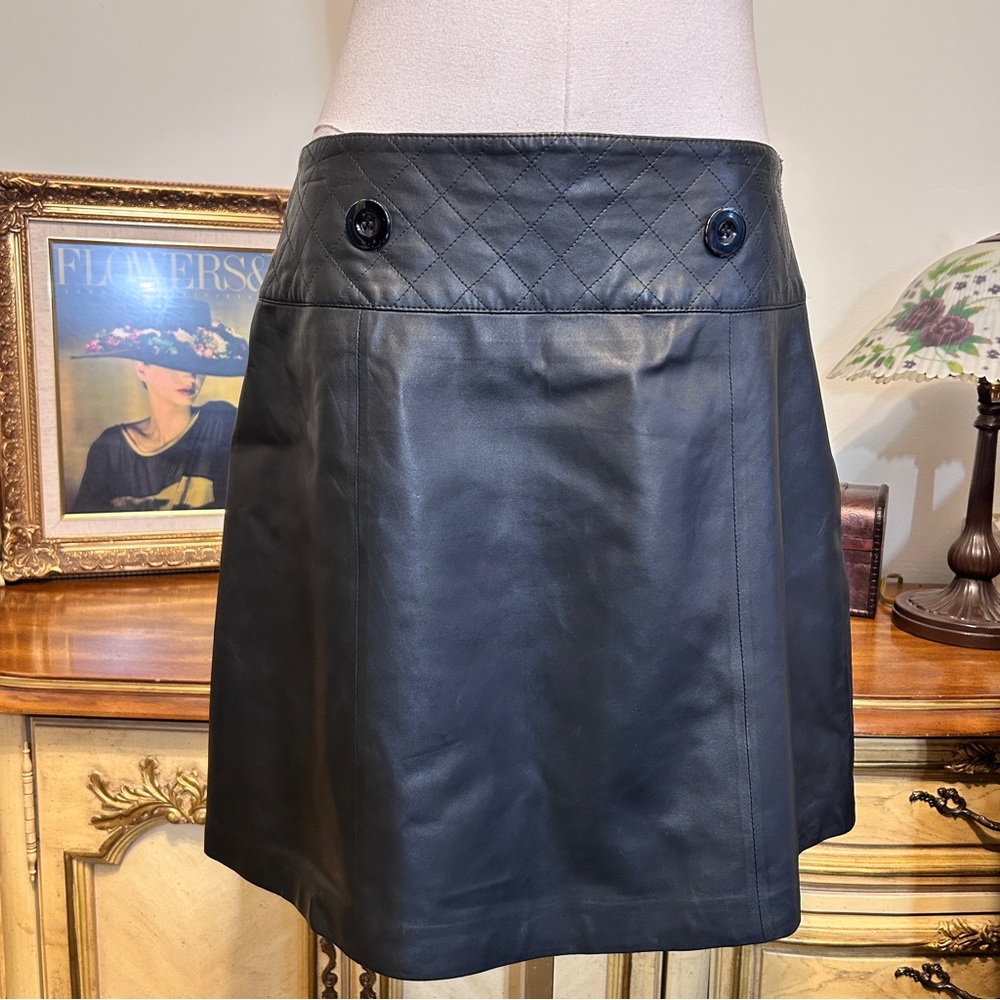 Hobbs London Black Leather Skirt